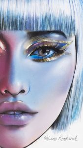 facechart with golden makeup