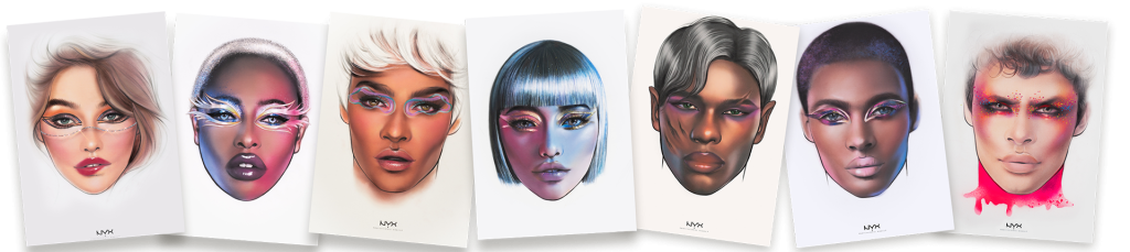 seven face charts in a row