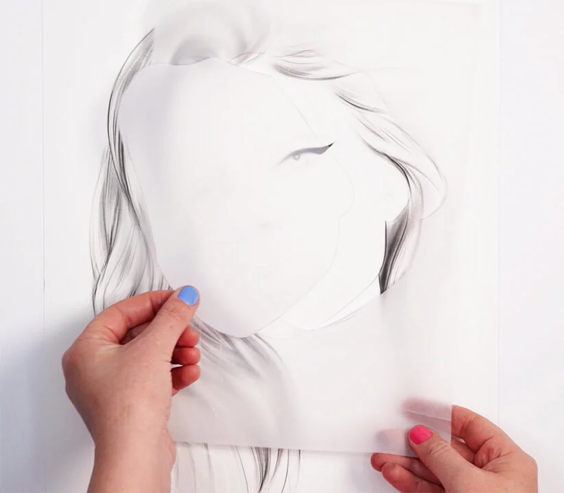 Face chart template of Kylie Jenner (blank) for drawing with makeup