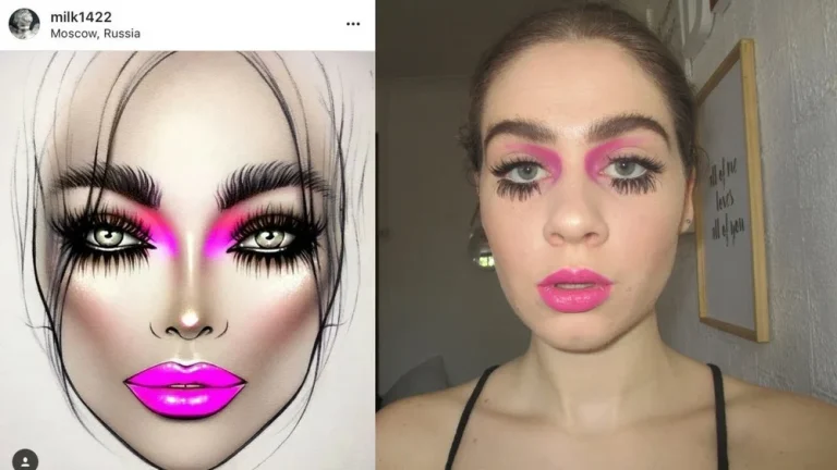 old face chart from milk with a recreate picture next to it