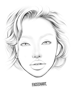 Blank face chart template by Liza Kondrevich ethnicity face charts