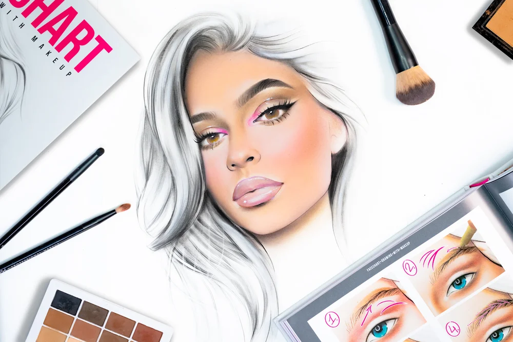 Kylie Jenner eye makeup look face chart (final image)